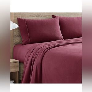 Flannel Sheets Warm and Cozy Deep Pocket Breathable All Season , Full, Burgundy